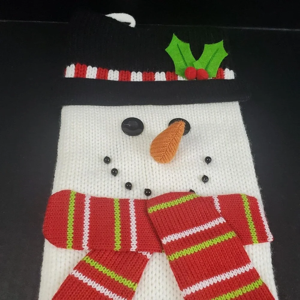 Christmas Snowman Sweater Knit with Button Eyes Scarf Top Hat 3D Carrot Nose 22